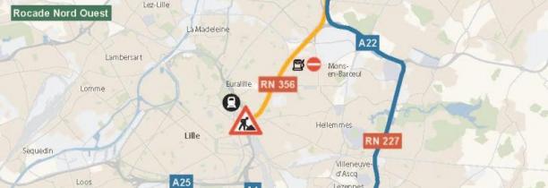 Les travaux de retour sur la VRU entre Lille et Marcq-en-Baroeul